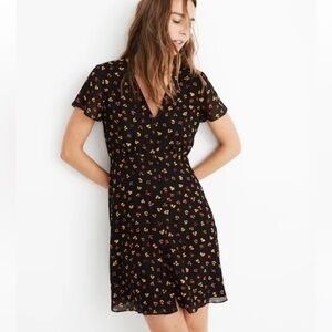 NWT Madewell Silk Button-Front Swing Dress in Feline Floral – Size 8